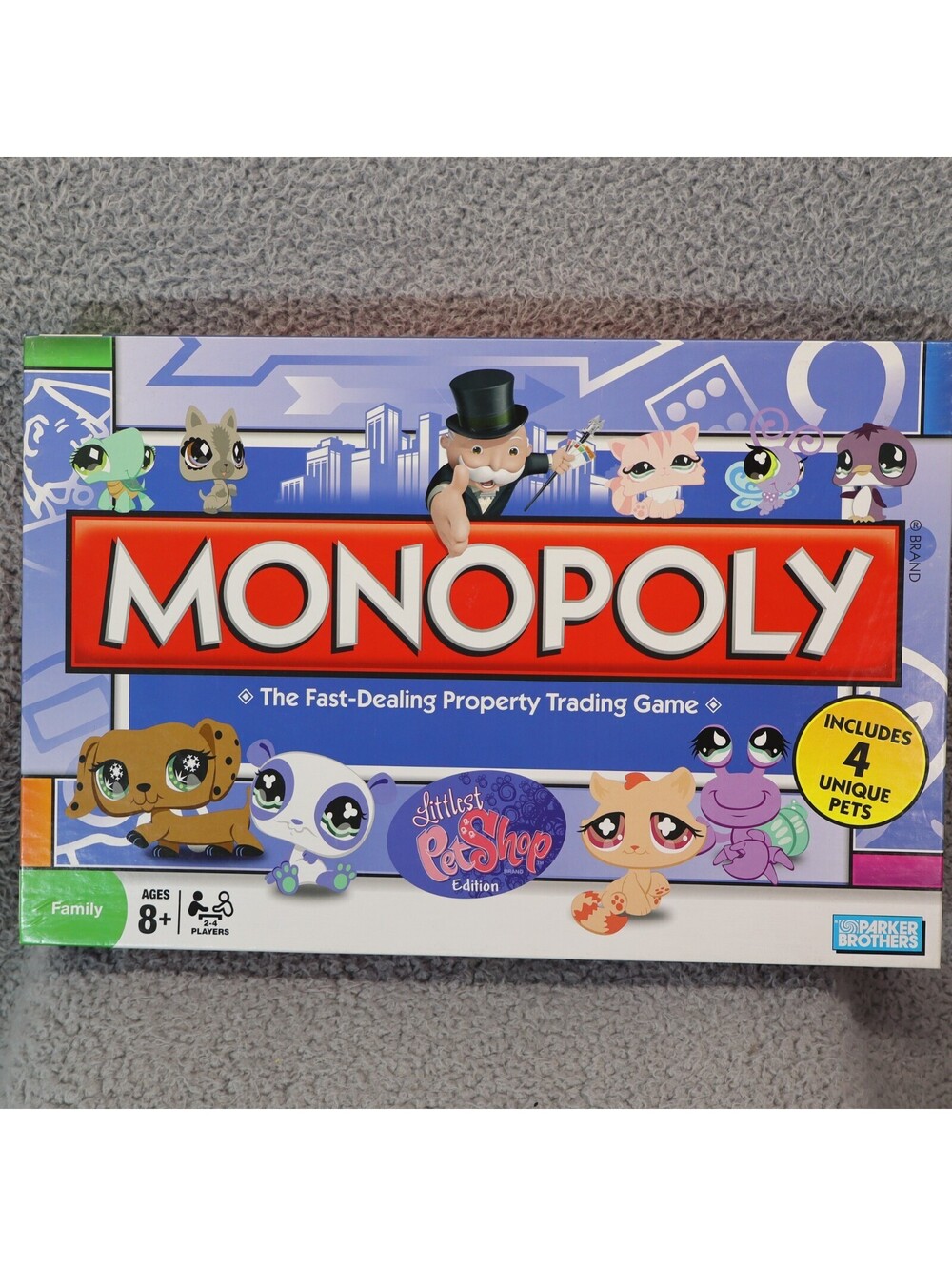 Littlest Pet Shop Monopoly Board Game 2008 HASBRO Has ALL Four Pets!
